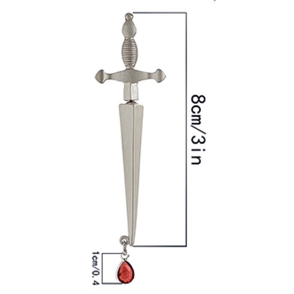 Any 2/$20! Silver Sword Studs w/Jacket Earrings - Picture 7 of 9